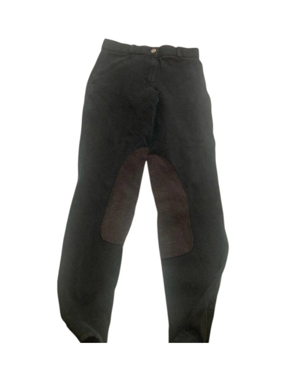 TuffRider Womens / Juniors 24 Long Ride N Go Riding Breeches Black Knee Patch